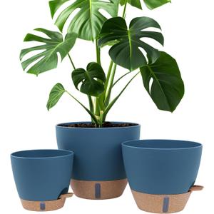 montresor 12/10/8 Inch Self Watering Pots for Indoor Plants Plastic Large Plant Pots for Outdoor Plants, Water Level Window & Spacious Reservoir Flower Pots Decorative Planter with Drainage and Tray