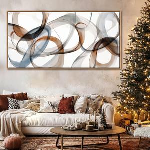 Framed Canvas Wall Art - Large Abstract art prints for Home & Office Decor - Brown Modern, Minimalist Wall Art Decor for Living Room, Bedroom Farmhouse Wall Decor Wood Frame 2040IN