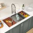 Lordear 39 Inch Undermount Kitchen Sink Workstation Large Single Bowl Under Counter Kitchen Sink T304 16 Gauge Stainless Steel Basin 39x19X10 Inch