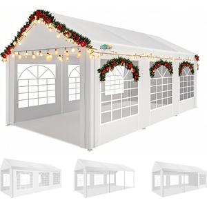 COBIZI 10x20FT Party Tent Heavy Duty for Parties Outdoor Gazebo White Event Shelter Wedding Canopy, BBQ Commercial with Removable Sidewall Windows, Powder Coating (Better Than Galvanized)