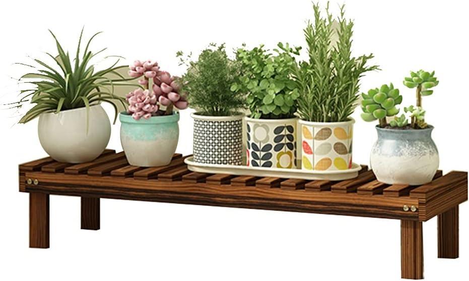 Solid Wood Flower Shelf Wooden Flower Stand Balcony Floor-Standing Flower Pot Display Shelf Indoor Multi-Layer Plant Shelf Garden Wooden Shelf (Color : Brown, Size : 78x25x15cm)