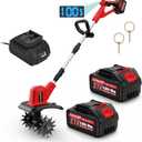 Electric Cordless Tiller Cultivator - 360RPM Small Portable Battery Powered Rototiller with 2 x 4.0AH Batteries & Charger & 48 Steel Tines for Gardens Lawn Gardening Soil Cultivation
