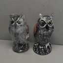 Hausse 2 Pack Fake Horned Owl Bird Scarecrow Decoy 10.5 Inch Height, Plastic Deterrents, Halloween Decoration, Nature Enemy Pest Repellent for Outdoor Garden Yard