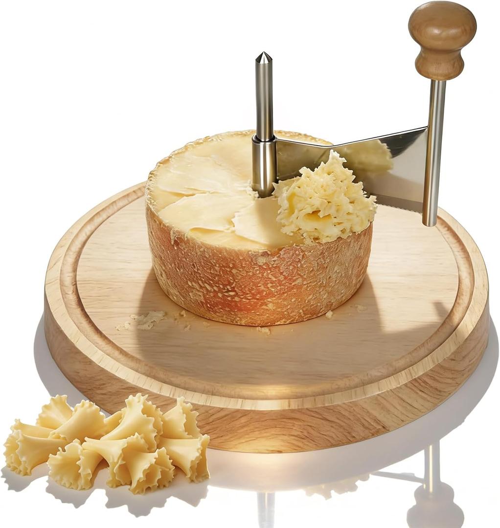 Cheese Curler Wheel with Wooden Board  Ideal Cheese Slicer Tool for Charcuterie Boards, Wine Evenings, Dinner Gatherings, Creates Perfect Petals and Curls