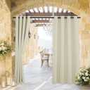 RYB HOME Waterproof Outdoor Curtains - Privacy UV Block Thermal Insulating Curtains for Patio Porch Pergola Pavilion Terrace Shades Blinds, Wide 52 x Long 63 inches, 1 Panel, Beige