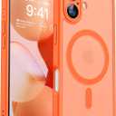 2 x CANSHN Magnetic for iPhone 17 Case, Upgraded [Full Camera Protection] [Compatible with Magsafe] [Translucent Matte] Shockproof Protective Phone Case for iPhone 17 - Orange