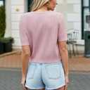 Newshows Womens Cropped Cardigan Sweaters 2025 Summer Lightweight Short Sleeve Bolero Shrug Hollow Out Button Down Tops (Purple, XL)