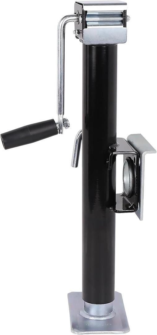 NBJINGYI 5,000 lbs Heavy Duty Trailer Jack, Weld-On Pipe Mount Swivel Jack with 15" Lift Range, Ergonomic Side Wind Handle and Foot Plate, Corrosion-Resistant Black E-Coat Finish