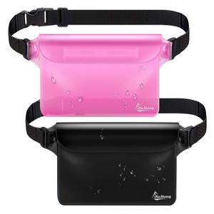 Waterproof Fanny Pack Phone Pouch - 32FT Submersible Triple Zip Lock Dry Bag, Touchscreen Passport Wallet Travel Pouch for Beach Cruise Swimming Kayaking Boating Essentials
