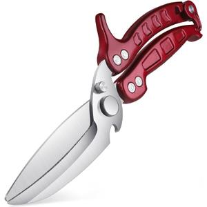 DRAGON RIOT Heavy Duty Poultry Shears - A Must Have Kitchen Shears for Chicken and Meat Cutting - Dishwasher Safe and Stainless Food Kitchen Scissors for Thanksgiving (Burgundy)