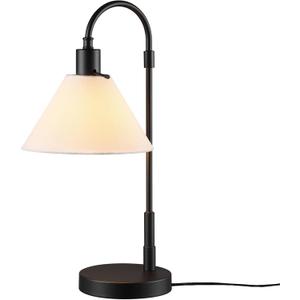 Globe Electric 20" Table Lamp, Matte Black, White Fabric Shade, Rotary Switch on Socket, 5-Foot Black Cord, Bedroom, Home Dcor, Nightstand