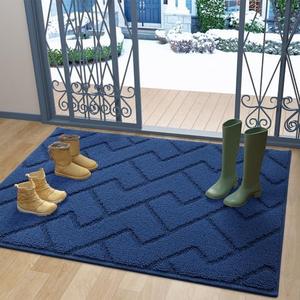 OLANLY Indoor Door Mat, 48x32, Dirt Resistant and Absorbent, Sturdy Non-Slip Rubber Backing, Easy to Clean, Washable Entry Mat, Ideal Low-Profile Floor Mat for Front Back Door and Entryway, Navy