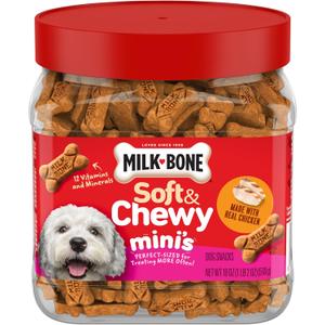 Milk-Bone Soft & Chewy Minis Dog Treats, Made with Real Chicken, 18 Ounce Canister (EXP 08/15/26)