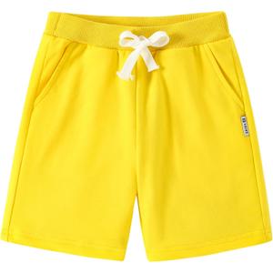 AIWUHE Toddler Boys Shorts Cotton Sport Shorts Summer Knee Length Solid Jogger Shorts Casual Pants Elastic Waist Short 2-7Y (Yellow)