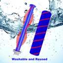 Updated Motorized Brush with Headlights for Dyson V6 Series DC59 DC62 Vacuum Cleaners,Two Rollers Replacement Head of Soft & PP Bristles Roller, Motorhead Attachment for Wood Floor, Carpet Cleaning