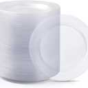 Bestluck 100PCS Clear Plastic Dinner Plates 10inch, Premium Hard Disposable Plates for Party, Wedding