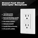 ELECTECK 10 Pack GFCI Outlets 15 Amp, Non-Tamper Resistant, Decor GFI Receptacles with LED Indicator, Ground Fault Circuit Interrupter, Wallplate Included, ETL Listed, White