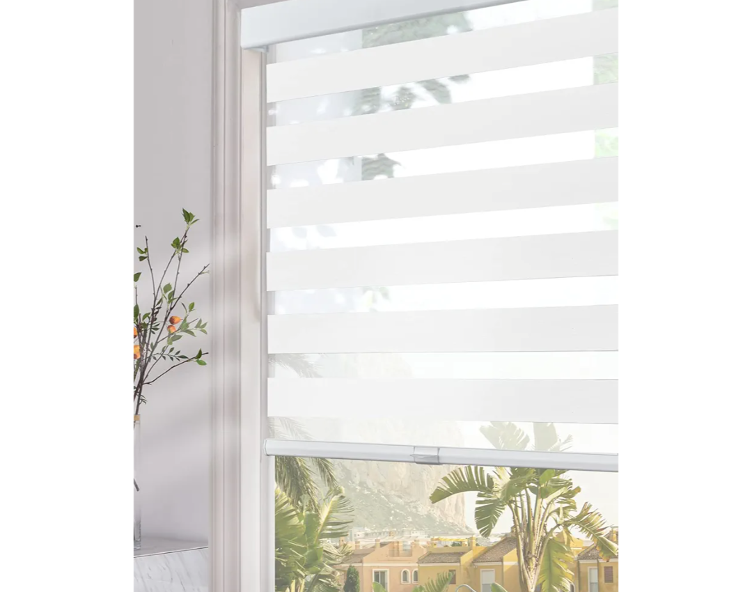 Persilux Cordless Zebra Blinds for Windows (33" W x 72" H, White) Light Filtering Zebra Shades for Indoor Windows, Sheer Shades Thermal Insulated Blinds with Upgraded Cassette, Window Shades for Home
