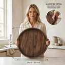 20 Inch Round Wooden Tray for Decor Large Ottoman Serving