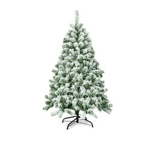 4.5FT Artificial Hinged Christmas Tree Snow Flocked Pine Tree w/400 Tips and Foldable Base