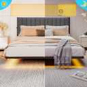 Floating Full Bed Frame with LED Lights & Charging Port,Metal Platform Bed Frame Full Size with Headboard,No Box Spring Needed,Easy to Assemblely,Noise Free,Heavy Duty Black Bed Frame