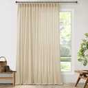Pinch Pleat Linen Sheer Curtains 90 Inches Long 100 Inch Wide for Patio Sliding Door Light Filtering Semi Sheer Pleated Drapes Back Tab Beige Tan Extra Wide 100 x 90 Curtain for Living Dining Room