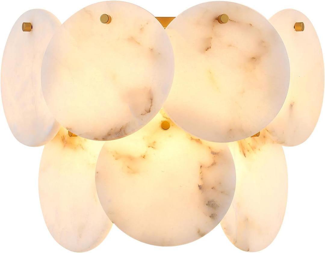 Modern Farmhouse Wall Sconces, Alabaster Sconce Lighting for Living Room, Marble Sconce Wall Light Fixtures for Bedroom Entryway Bathroom, 1 Pack