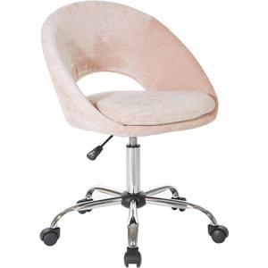 OSP Home Furnishings Milo Modern Chic Height Adjustable Padded Home Office Chair, Blush Pink Micro-Fiber Velvet