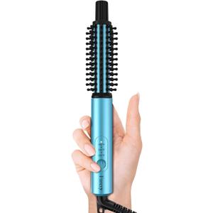 Farery Mini Thermal Brush 3 Temperature Adjustable, 3/4 Inch Travel Curling Iron for Short Hair, Heated Round Brush for Touch-ups and Small Curls, Lightweight Curling Wand for Thin Hair, Dual Voltage (Blue)