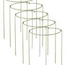 5 Pack Plant Support Stakes, Adjustable Plant Ring Cages with Green Rubber Wrapping, Ideal for Orchids, Indoor and Outdoor Potted Plants, 6" Wide x 11" High