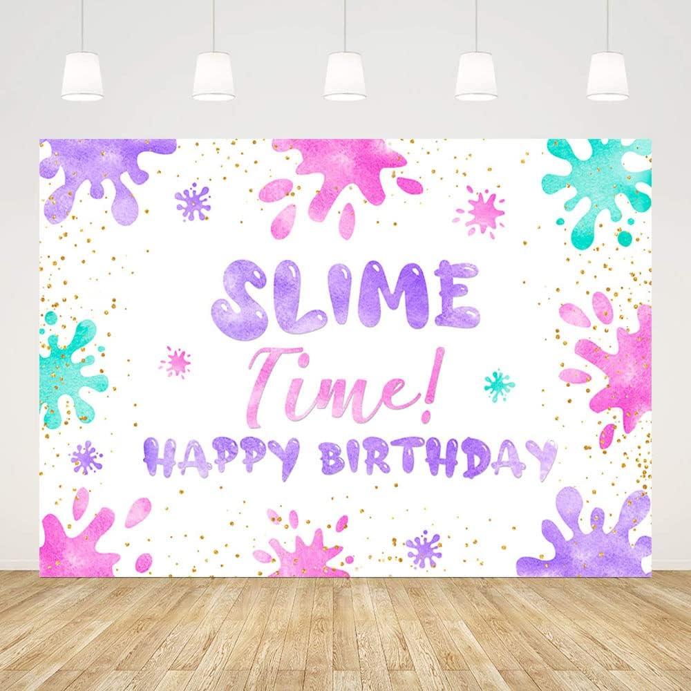 7x5ft Slime Time Birthday Backdrop for Party Colorful Graffiti Glow Splatter Kids Colorful Fiesta Banner Baby Girl Boy Slime Party Favors Photo Shoot Props