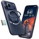 TORRAS for iPhone 17 Pro Case 360 Magnetic Stand O3 Fitness Series, [Fit for MagSafe] [360° Rotating Kickstand] 4X Mil-Grade Shockproof, Camera Control Button, Slim, Translucent Deep Blue