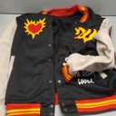 SOLY HUX Men's Letter Graphic Color Block Varsity Jacket Long Sleeve Y2k Streetwear Baseball Jacket (Large)