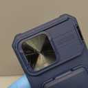 SSLOTSCASE for iPhone 17 Pro Max Case with 2X Privacy Screen Protector, Card Holder & Kickstand & Slide Camera Cover & Camera Stand, Multi-Functional Wallet Phone Cover for iPhone 17 Pro Max, Blue