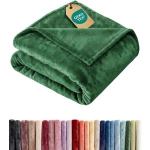 Ultra Soft Fleece Blanket Throw Size - Flannel Fleece Luxury Throw Blanket - Lightweight for Couch Bed Chair - Thick, Warm & Breathable - All Season Cozy Anti-Static Microplush Bedding, Forest Green