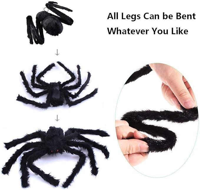 Halloween Decorations Big Spider Black Soft Hairy Scary Spider Fake Large Pops for Halloween Outdoor Yard Party