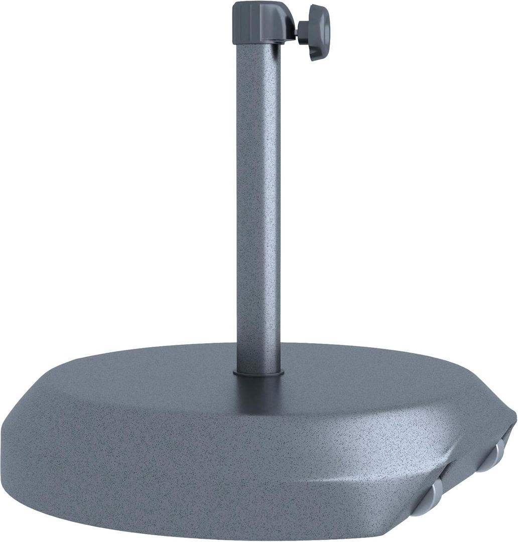 California Umbrella 75lbs Heavy Duty Weighted Patio Umbrella Base with Wheels, Hammertone Grey