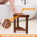 Shower Foot Rest 15 in, Acacia Shower Stool for Shaving Legs,Corner Bath Shower Bench with Starage Shelf for Inside Small Shower Spaces