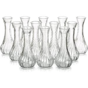 Hewory Glass Bud Vase Set of 12 Small Vases for Flowers, Clear Bud Vases in Bulk, Cute Glass Vases for Centerpieces, Mini Floral Vase for Wedding, Events, Home Decor, Table Centerpiece
