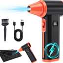 Compressed Air Duster Rechargeable Electric Air Duster for PC Keyboard Mini Dust Blower 130000RPM Cordless Air Blower Jet Dryer Turbo Fan Handheld Blower for Car Home Office, Black-Orange
