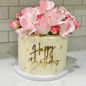 1PCS Happy Birthday Cake Topper,Gold Mirror Acrylic Happy Birthday Cake Sign Decorations,Happy Birthday Cake Charm Supplies for Birthday Party Cake Dessert