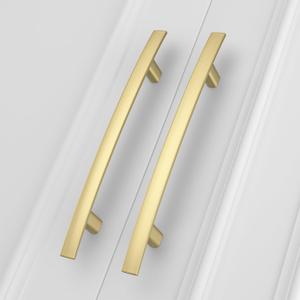 homdiy 10 Pack Solid Heavy Duty Zinc Alloy Cabinet Handles, Brushed Gold Cabinet Pulls, 5 Inch Hole Center Arch Drawer Pulls Modern Hardware for Kitchen Bathroom Cupboard