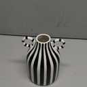Black and White Striped Vase,Mid Century Hand-Painted Modern Ceramic Vase,Nordic Boho Vases, Black White Checkered Cute Flower Vases for Centerpiece,Living Room,Office,Home Decor (Black and White)