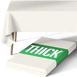 Pureegg Rectangle Table Cloth 60" x 84"  Durable Polyester Tablecloth Offers Reusable & Washable Protection, Ideal for Outdoor Party, Picnic, Wedding, Banquet and Birthday, Ivory