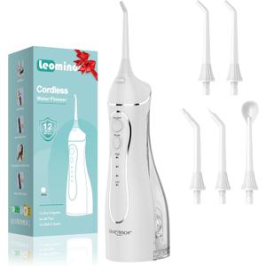 Leominor Water Dental Flosser Pick for Teeth, 200ML Portable Oral Irrigator Upgraded Tank Removable,IPX7 Waterproof, Rechargeable Travel Teeth Cleaner, Professional Electric Flossing Machine(White)