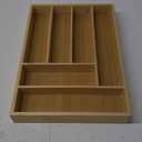 Juvale Bamboo Silverware Drawer Organizer with 6 Slots, Wooden Cutlery Tray Holder for Kitchen, Flatware, Utensils, 14.5 x 10.25 x 1.75 In - Silverware Organizer (Brown)