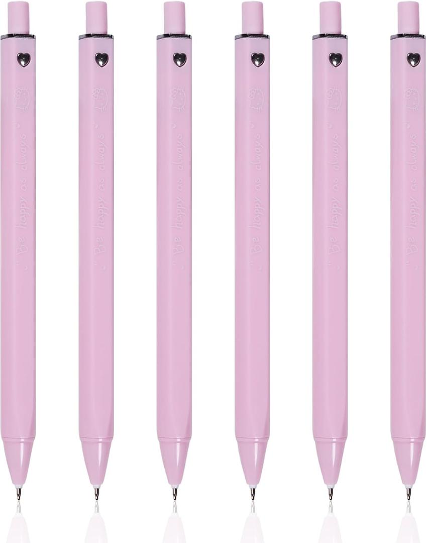 Valentines Day Gifts for Her Pink Gel Pens, Cute Pens, Pink Pen Black Ink, 0.5mm Fine Point Smooth Writing, Cute Pen for School, Office School Supplies, 6 Pack