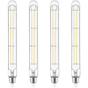 LUXRITE Vintage T9 Long LED Tube Light Bulbs 60W Equivalent, 800 Lumens, Dimmable, Edison Tubular Light Bulbs 7W, LED Filament Bulb, UL Listed, E26 (3500K (Natural White), 4 Count (Pack of 1))