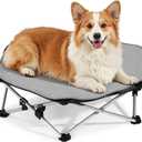 Pecute Elevated Dog Bed with Cooling Blanket, Chew Proof Outdoor Pet Cot for Medium Dogs, Tool-Free Assembly & 360 Breathable Mesh for Summer Camping, Orthopedic Joint Support, L, 31.929.57.9"