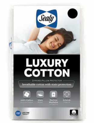 Sealy® Luxury Cotton Zippered Pillow Protector Queen - White